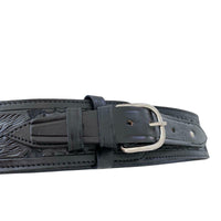 38/357 Caliber High Rider Tooled Leather Cartridge Belt