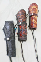 22 Caliber 10" Straight Right Draw Tooled Leather Holster