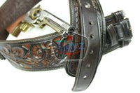 38/357 Caliber High Rider Tooled Leather Cartridge Belt