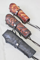 38/357 Caliber 12" Straight Right Draw Tooled Leather Holster