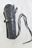 44/45 Caliber 8" Straight Right Draw Tooled Leather Holster