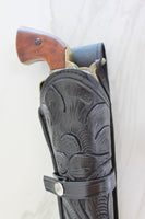 38/357 Caliber 12" Straight Right Draw Tooled Leather Holster