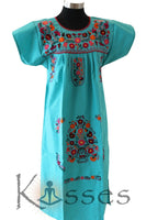 NEW Embroidered Pueblo Peasant Hand Embroidered Mexican Dress Hippie Vintage