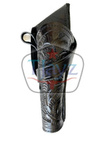 38/357 Caliber 8" Left Draw Tooled Leather Cross Draw