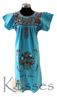 NEW Embroidered Pueblo Peasant Hand Embroidered Mexican Dress Hippie Vintage