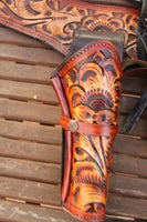 22 Caliber Right Draw Tooled Leather Drop Loop Rig