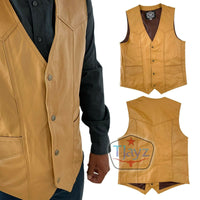 NEW Urban Outlaw Soft 100% Leather Vest Western Biker Unisex motorcycle cowboy