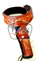 22 Caliber Left Draw Tooled Leather Drop Loop Rig