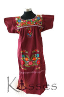 NEW Embroidered Pueblo Peasant Hand Embroidered Mexican Dress Hippie Vintage