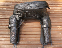 NEW 44/45 Cal DOUBLE  Holster Gun Belt Drop TOOLED LEATHER Western RIG 34"-52"