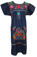 NEW Embroidered Pueblo Peasant Hand Embroidered Mexican Dress Hippie Vintage