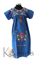 NEW Embroidered Pueblo Peasant Hand Embroidered Mexican Dress Hippie Vintage