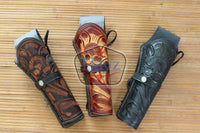 44/45 Caliber 10" Straight Right Draw Tooled Leather Holster