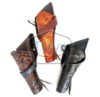 38/357 Caliber 8" Left Draw Tooled Leather Cross Draw