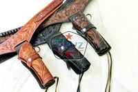 22 Caliber Left Draw Tooled Leather Drop Loop Rig