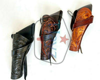 38/357 Caliber 8" Right Draw Tooled Leather Cross Draw