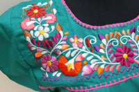 NEW Embroidered Pueblo Peasant Hand Embroidered Mexican Dress Hippie Vintage