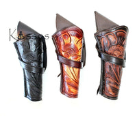 38/357 Caliber 10" Right Draw Tooled Leather Cross Draw