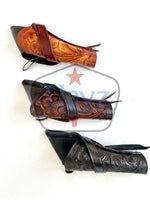 38/357 Caliber 8" Left Draw Tooled Leather Cross Draw