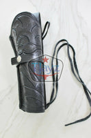 44/45 Caliber 10" Straight Right Draw Tooled Leather Holster