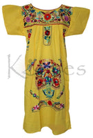 NEW Embroidered Pueblo Peasant Hand Embroidered Mexican Dress Hippie Vintage