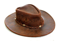 NEW Unisex Western Leather Cowboy Hat Outback Vintage Style Aussie Costume