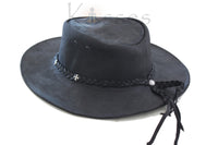NEW Unisex Western Leather Cowboy Hat Outback Vintage Style Aussie Costume