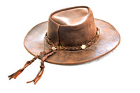 NEW Unisex Western Leather Cowboy Hat Outback Vintage Style Aussie Costume