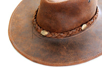 NEW Unisex Western Leather Cowboy Hat Outback Vintage Style Aussie Costume