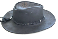 NEW Unisex Western Leather Cowboy Hat Outback Vintage Style Aussie Costume