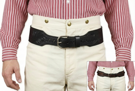 44/45 Caliber High Rider Tooled Leather Cartridge Belt 2.5" width