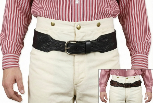 44/45 Caliber High Rider Tooled Leather Cartridge Belt 2.5