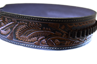 44/45 Caliber High Rider Tooled Leather Cartridge Belt 2.5" width