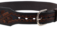 44/45 Caliber High Rider Tooled Leather Cartridge Belt 2.5" width