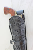 22 Caliber 12" Straight Right Draw Tooled Leather Holster