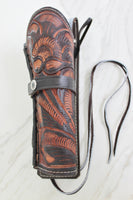 38/357 Caliber 8" Straight Right Draw Tooled Leather Holster