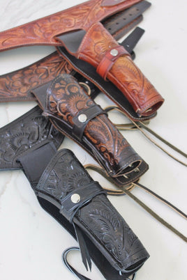 22 Caliber Right Draw Tooled Leather Drop Loop Rig