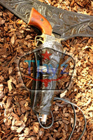 44/45 Caliber Dual Draw Tooled Leather Drop Loop Rig - Black