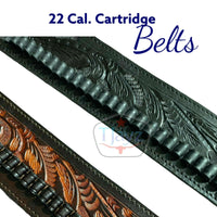 22 Caliber High Rider Tooled Leather Cartridge Belt