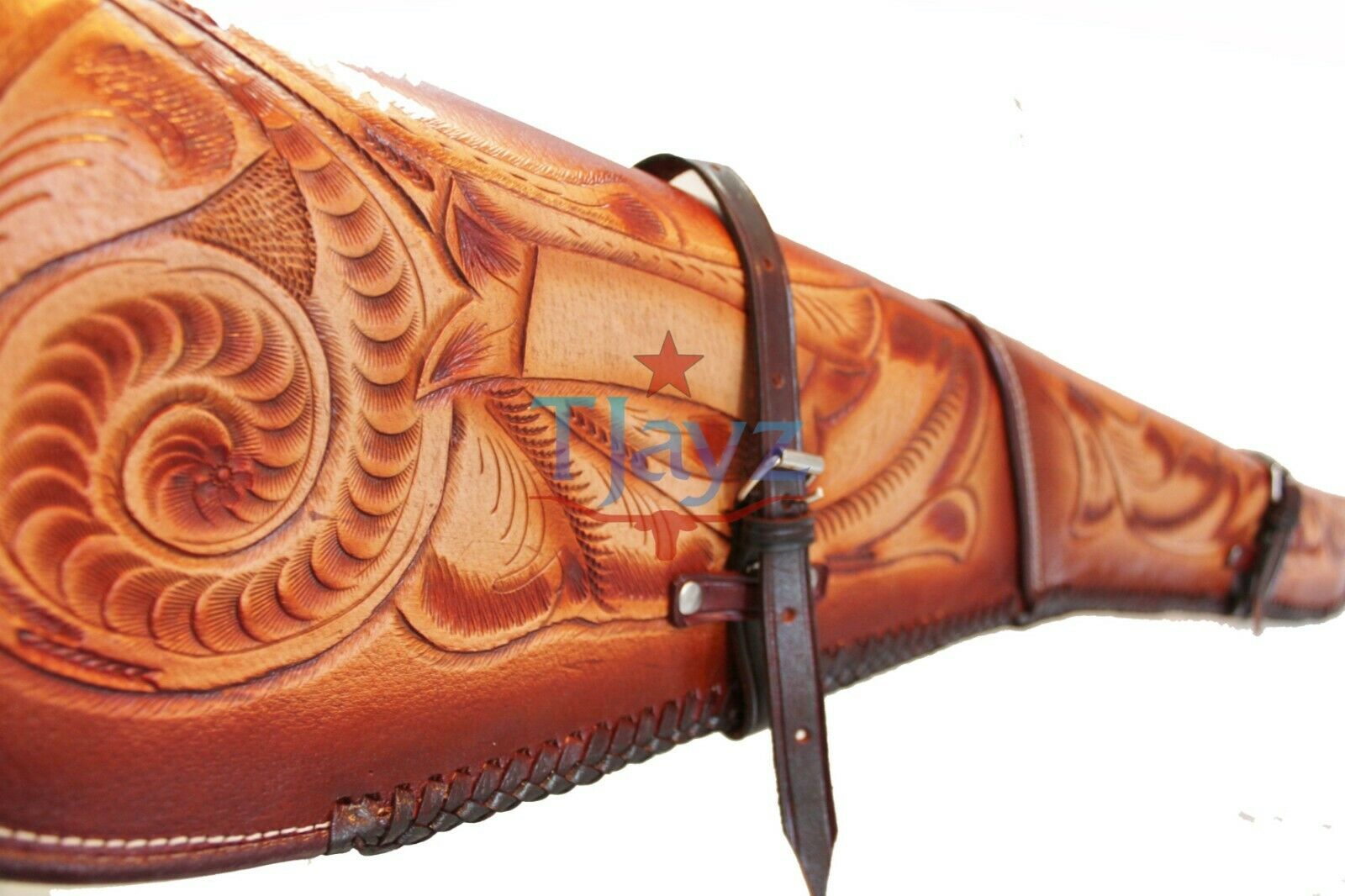 Leather Shotgun Sleeve Hand Tooled Rifle Cover To-tone USA 33