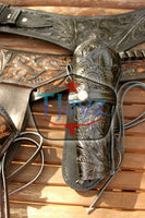 44/45 Caliber Dual Draw Tooled Leather Drop Loop Rig - Black