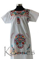 NEW Embroidered Pueblo Peasant Hand Embroidered Mexican Dress Hippie Vintage