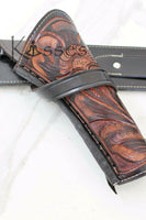 38/357 Caliber 10" Right Draw Tooled Leather Cross Draw