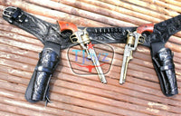 44/45 Caliber Dual Draw Tooled Leather Drop Loop Rig - Black