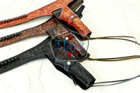 38/357 Caliber Right Draw Tooled Leather Drop Loop Rig