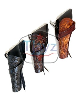 22 Caliber 8" Left Draw Tooled Leather Cross Draw