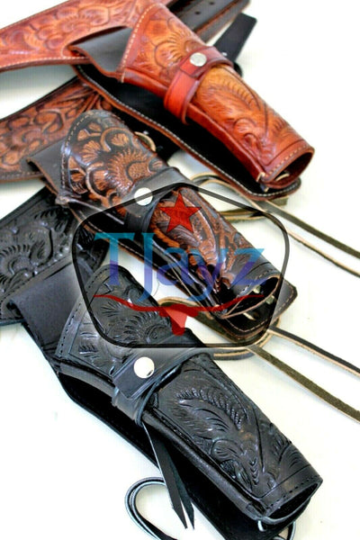 38/357 Caliber Right Draw Tooled Leather Drop Loop Rig