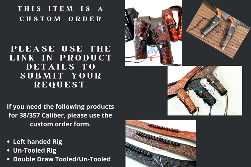 Custom Order - 38/357 Caliber Left Draw Tooled Leather Drop Loop Rig